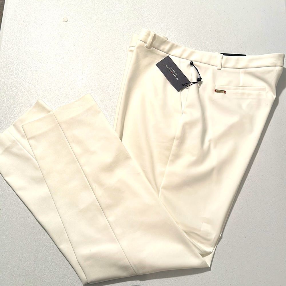 Tommy Hilfiger NWT size 12 Radcliffe dress pants off-white Slim leg ankle length